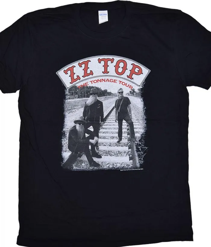 Liquid Blue TShirt Men ZZ Top Tonnage Tour Black TShirt