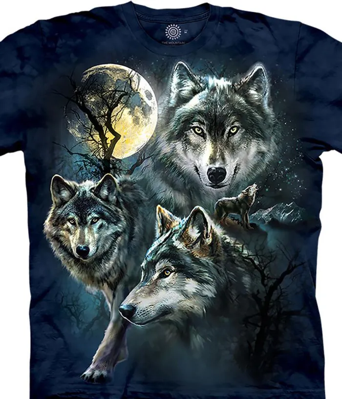 Liquid Blue Youth Kids Moon Wolves Collage Kids039 TShirt