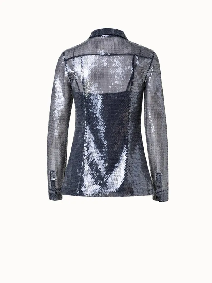 Liquid Sequins Blouse Black Women Akris Blouses