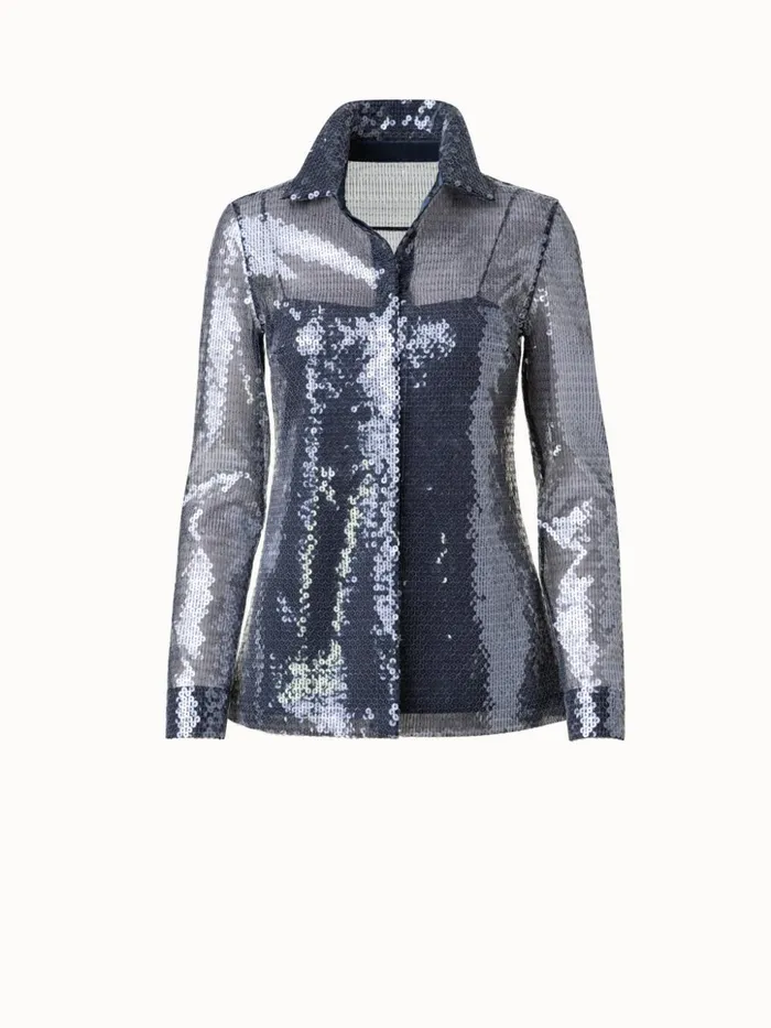 Liquid Sequins Blouse Black Women Akris Blouses