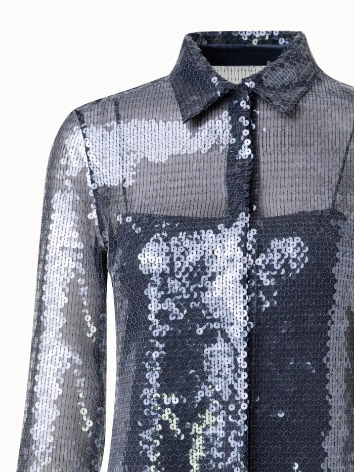 Liquid Sequins Blouse Black Women Akris Blouses