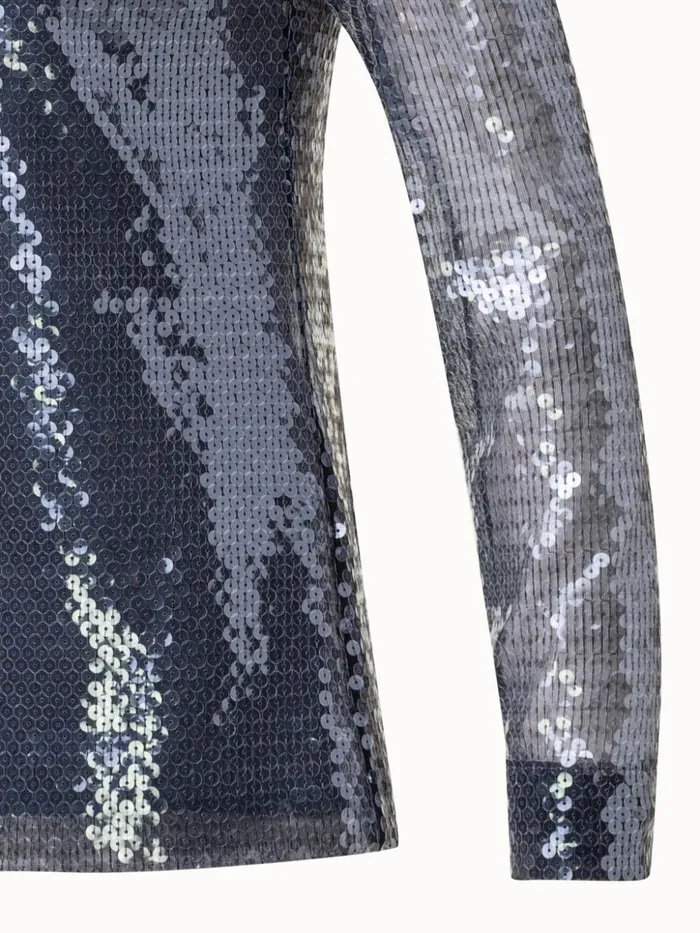 Liquid Sequins Blouse Black Women Akris Blouses