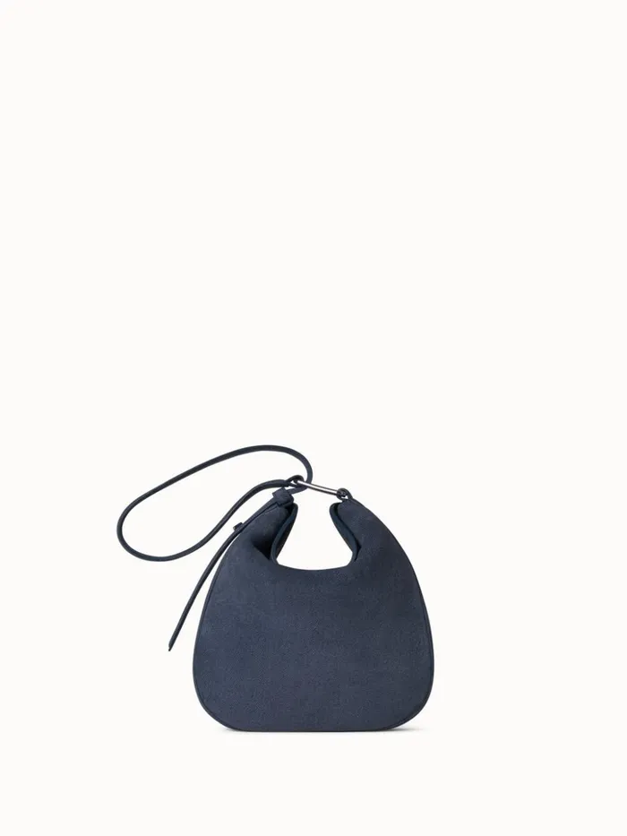 Little Anna Hobo Bag In Suede Leather With Denim Look Indigo Women Akris Shoulder Bags
