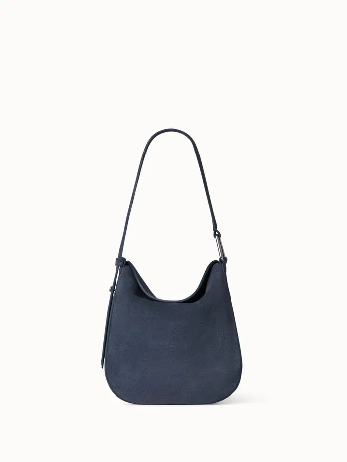 Little Anna Hobo Bag In Suede Leather With Denim Look Indigo Women Akris Shoulder Bags