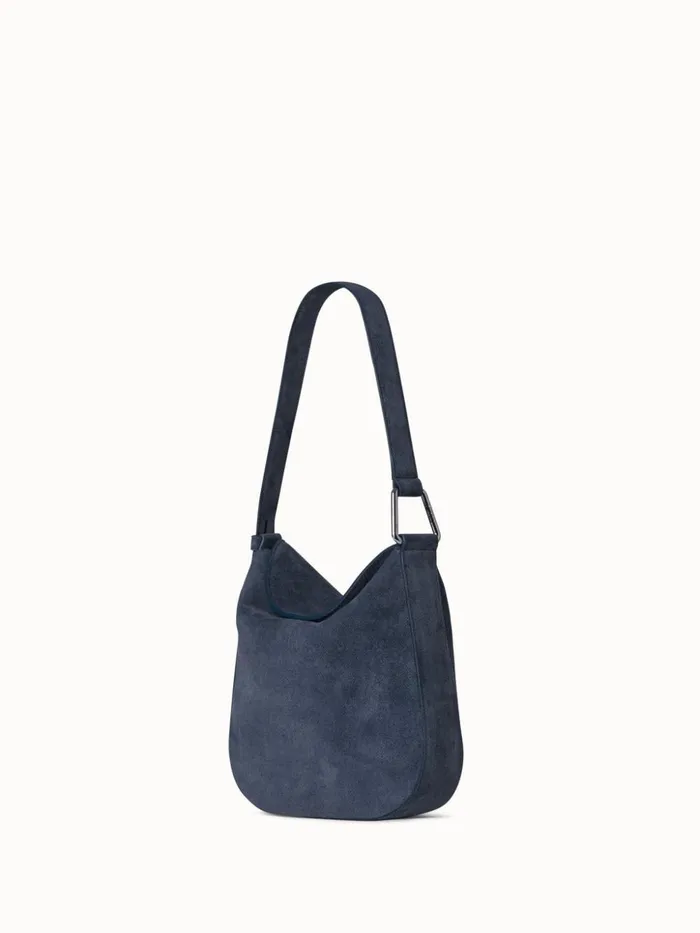 Little Anna Hobo Bag In Suede Leather With Denim Look Indigo Women Akris Shoulder Bags