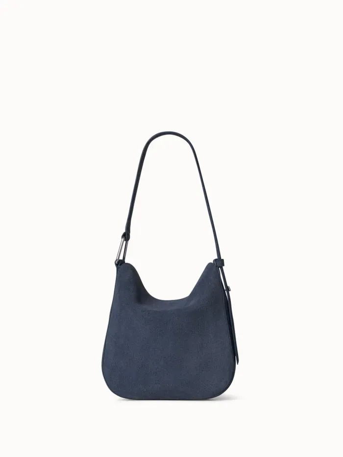 Little Anna Hobo Bag In Suede Leather With Denim Look Indigo Women Akris Shoulder Bags
