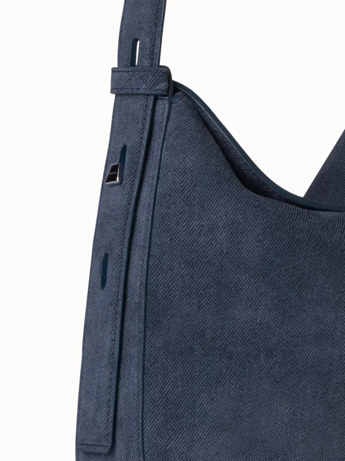 Little Anna Hobo Bag In Suede Leather With Denim Look Indigo Women Akris Shoulder Bags