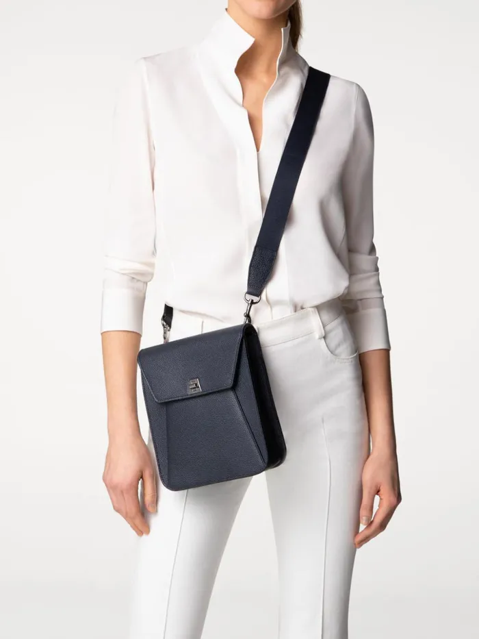 Little Anouk Messenger In Calf Leather Denim Women Akris Crossbody Bags