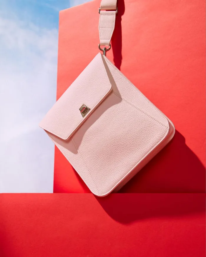 Little Anouk Messenger In Calf Leather Pale Rose Women Akris Mini Bags