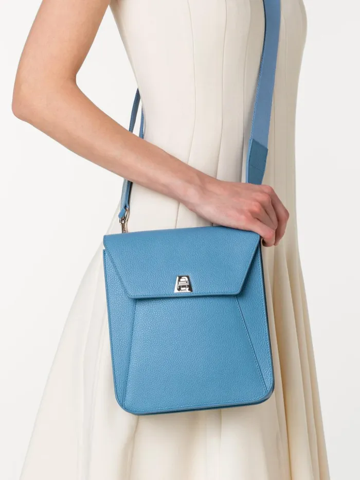 Little Anouk Messenger In Calf Leather Sky Women Akris Messenger Bags