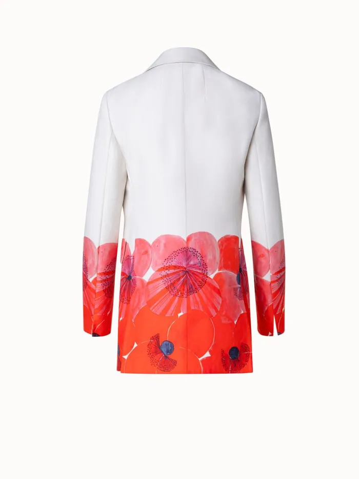 Long Cotton Silk DoubleFace Jacket With Poppy Print Poppygreige Women Akris Jackets