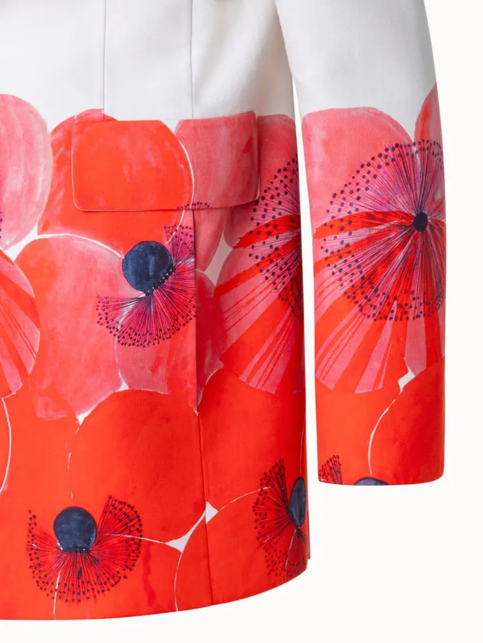 Long Cotton Silk DoubleFace Jacket With Poppy Print Poppygreige Women Akris Jackets