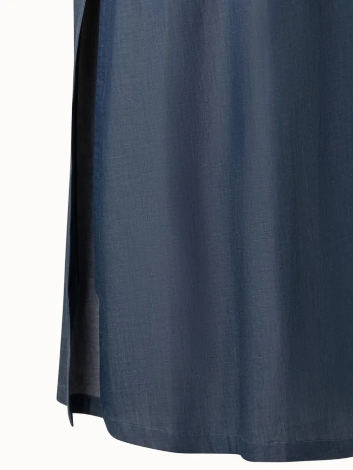 Long Shirt Dress In Sea Island Cotton Navy Denim Women Akris Dresses