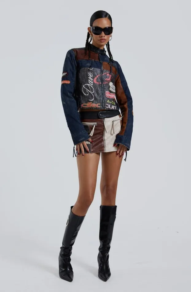 Long Sleeve Tops Women Jaded London Daytona Zip Off Sleeve Moto Jacket