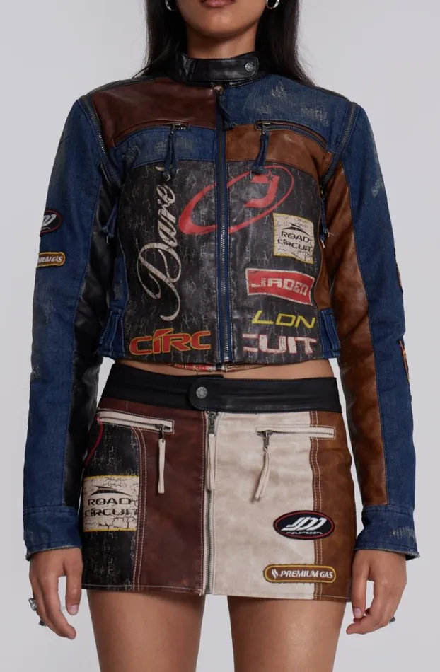 Long Sleeve Tops Women Jaded London Daytona Zip Off Sleeve Moto Jacket