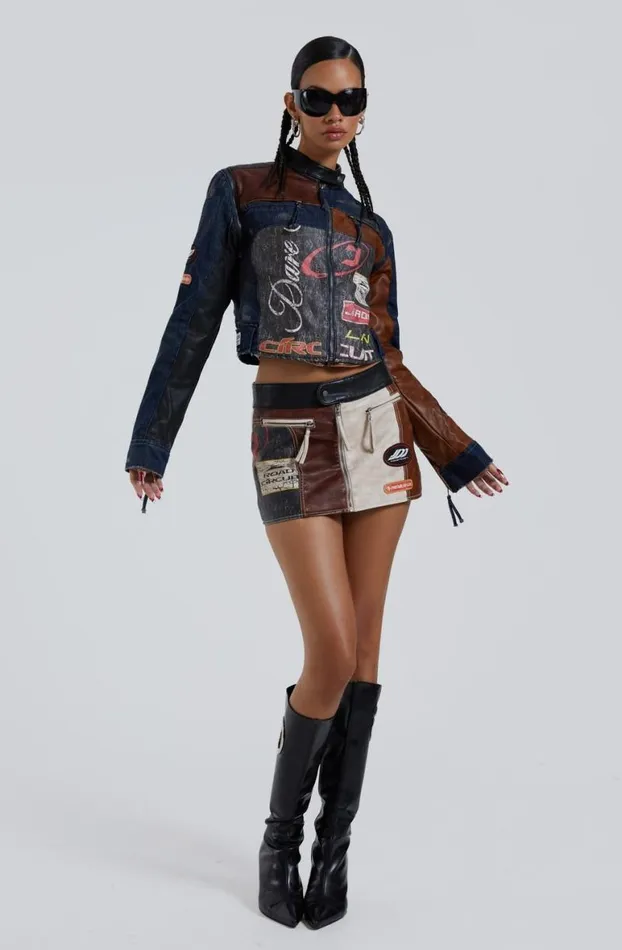 Long Sleeve Tops Women Jaded London Daytona Zip Off Sleeve Moto Jacket