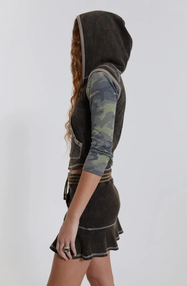 Long Sleeve Tops Women Jaded London Freya Acid Wash Cap Sleeve Top