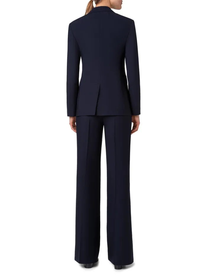 Long Tailored Cool Wool Jacket Navy Women Akris Jackets