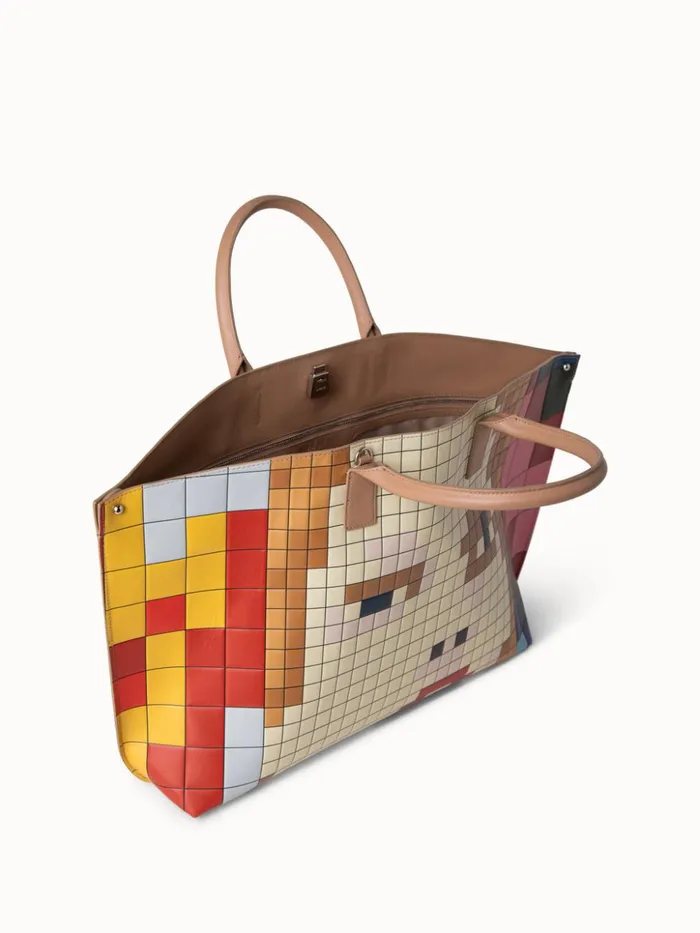 Medium Ai Messenger Bag In Leather With 3D Drei Teile Print Multicolor Women Akris Tote Bags