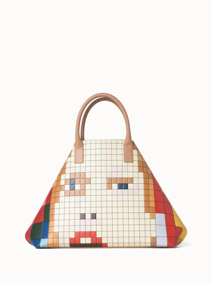 Medium Ai Messenger Bag In Leather With 3D Drei Teile Print Multicolor Women Akris Tote Bags