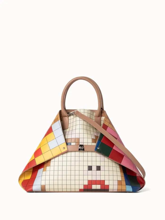 Medium Ai Messenger Bag In Leather With 3D Drei Teile Print Multicolor Women Akris Tote Bags