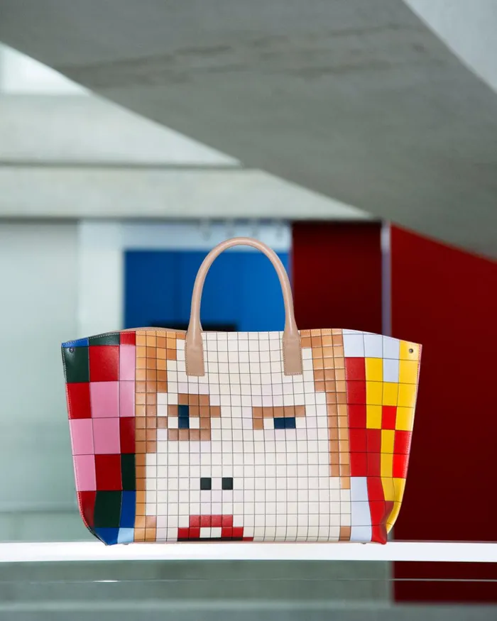 Medium Ai Messenger Bag In Leather With 3D Drei Teile Print Multicolor Women Akris Tote Bags