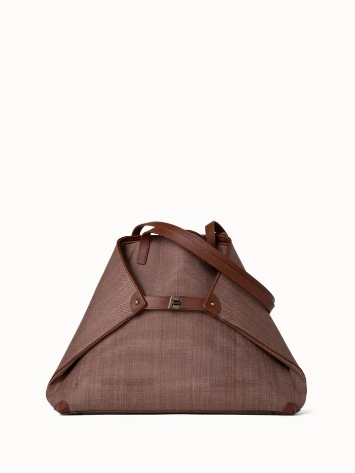 Medium Ai Shoulder Bag In Horsehair Fabric Caramel Women Akris Shoulder Bags