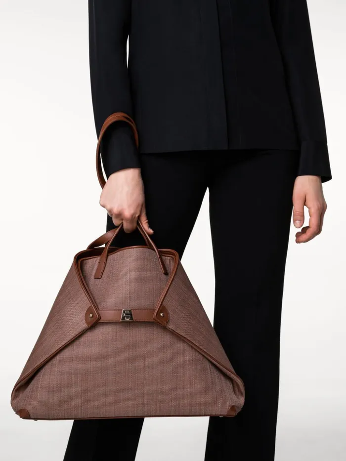 Medium Ai Shoulder Bag In Horsehair Fabric Caramel Women Akris Shoulder Bags