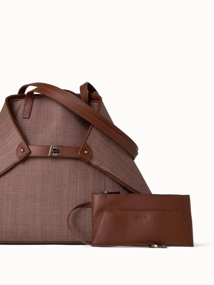 Medium Ai Shoulder Bag In Horsehair Fabric Caramel Women Akris Shoulder Bags