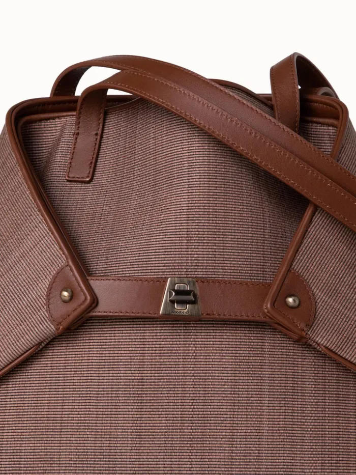 Medium Ai Shoulder Bag In Horsehair Fabric Caramel Women Akris Shoulder Bags