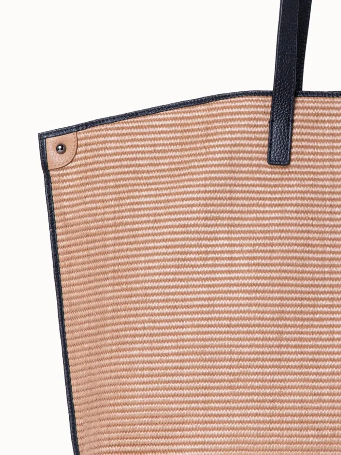 Medium Ai Shoulder Bag In Raffia Camelblack Women Akris Shoulder Bags