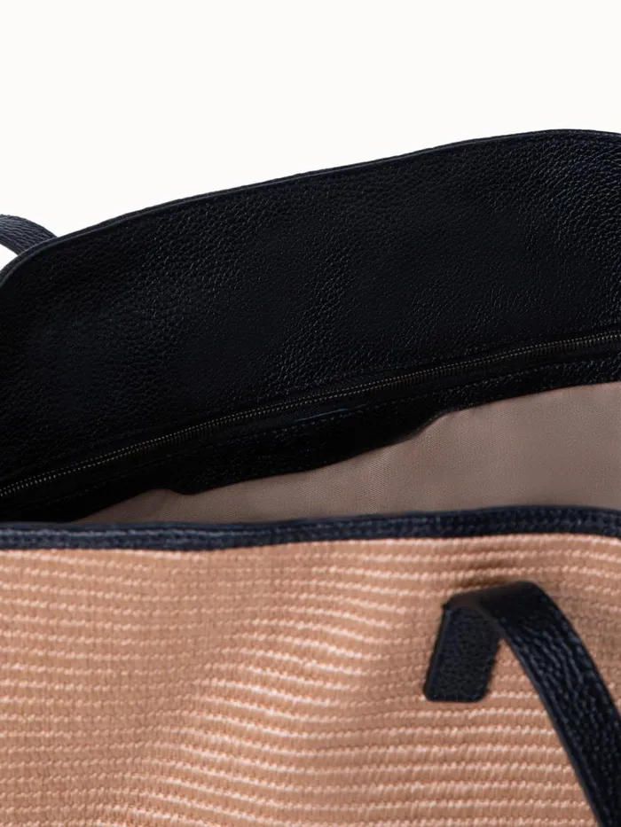 Medium Ai Shoulder Bag In Raffia Camelblack Women Akris Shoulder Bags