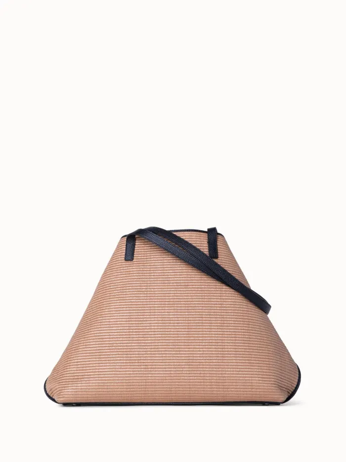 Medium Ai Shoulder Bag In Raffia Camelblack Women Akris Shoulder Bags