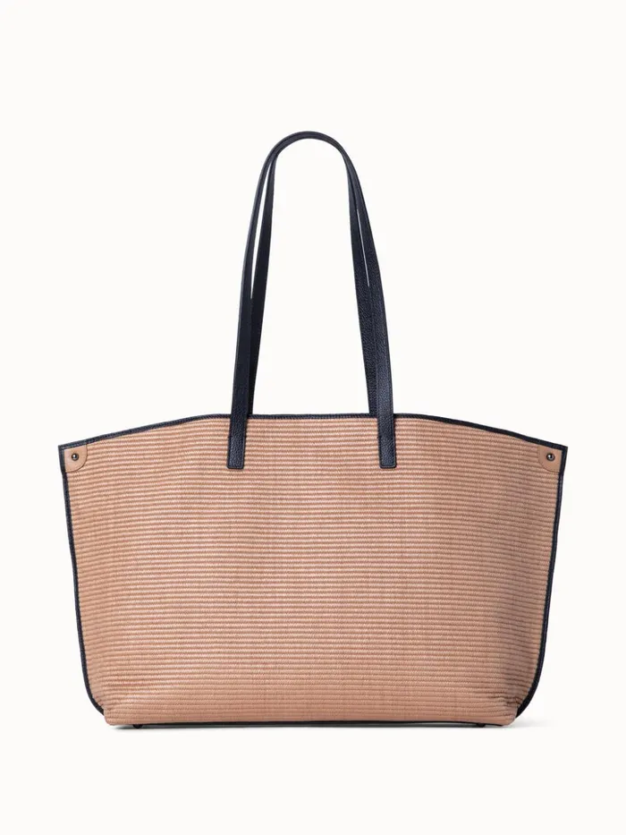 Medium Ai Shoulder Bag In Raffia Camelblack Women Akris Shoulder Bags