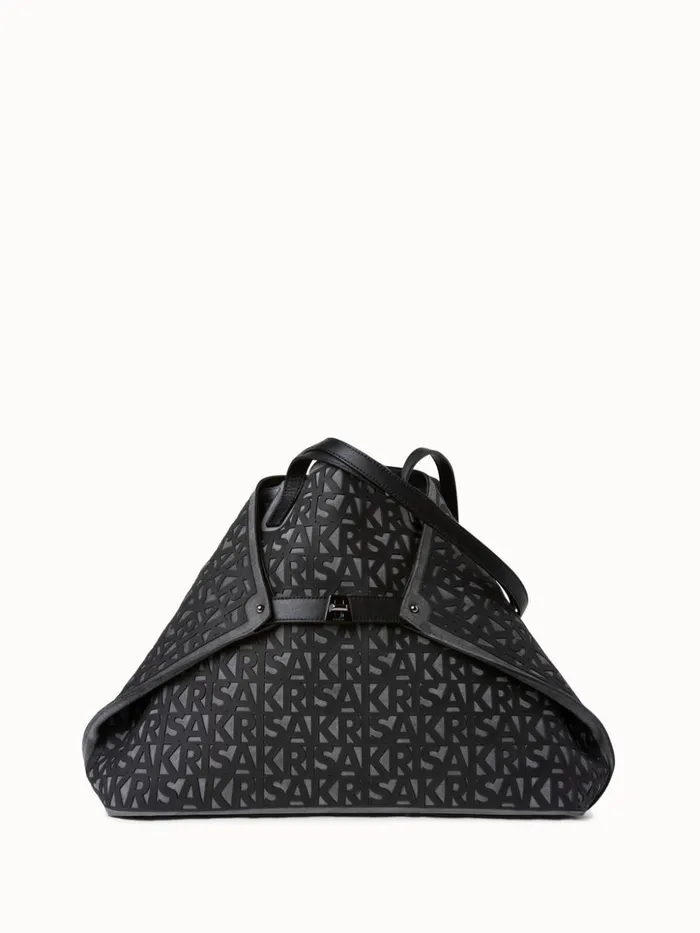 Medium Ai Shoulder Bag In Suede With 3D Infinite Lettering Graphiteblack Women Akris Shoulder Bags