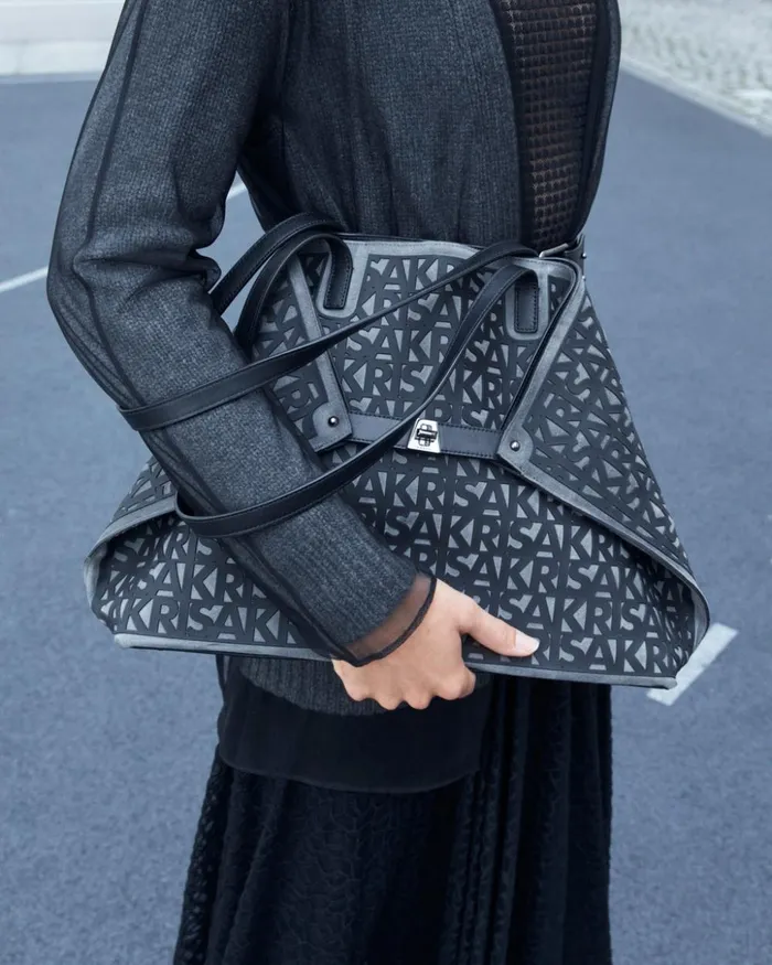 Medium Ai Shoulder Bag In Suede With 3D Infinite Lettering Graphiteblack Women Akris Shoulder Bags