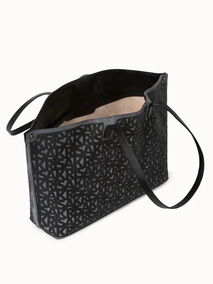 Medium Ai Shoulder Bag In Suede With 3D Infinite Lettering Graphiteblack Women Akris Shoulder Bags