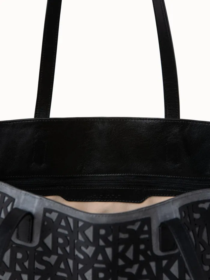 Medium Ai Shoulder Bag In Suede With 3D Infinite Lettering Graphiteblack Women Akris Shoulder Bags