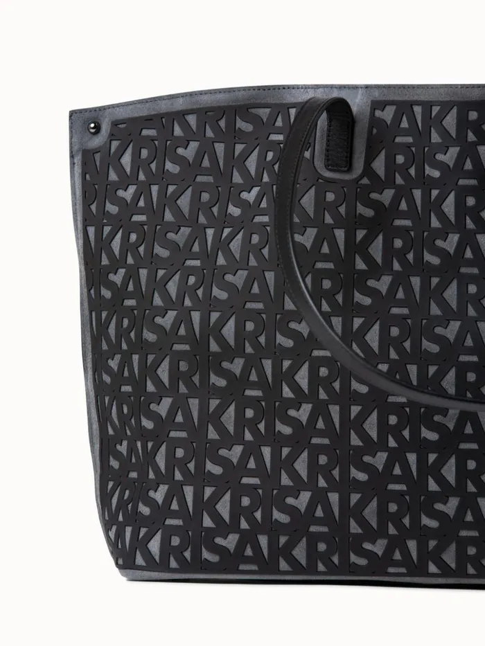 Medium Ai Shoulder Bag In Suede With 3D Infinite Lettering Graphiteblack Women Akris Shoulder Bags