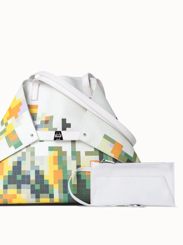 Medium Ai Shoulder Bag With Flowers At Home Print Flowers At Home Women Akris Tote Bags