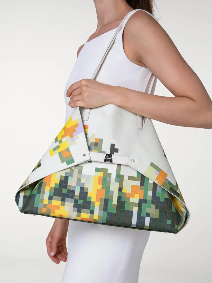 Medium Ai Shoulder Bag With Flowers At Home Print Flowers At Home Women Akris Tote Bags