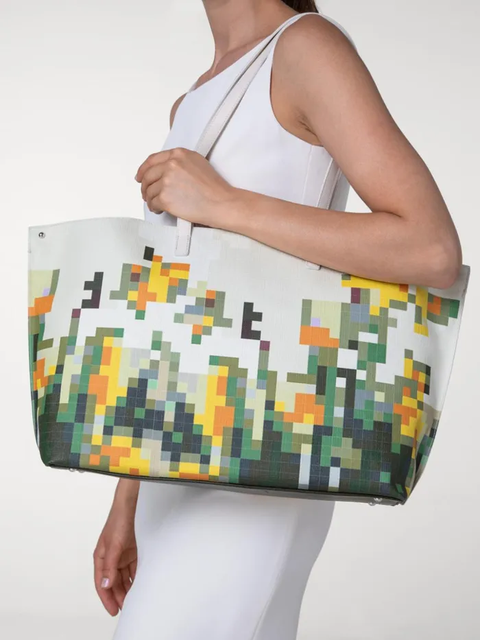Medium Ai Shoulder Bag With Flowers At Home Print Flowers At Home Women Akris Tote Bags