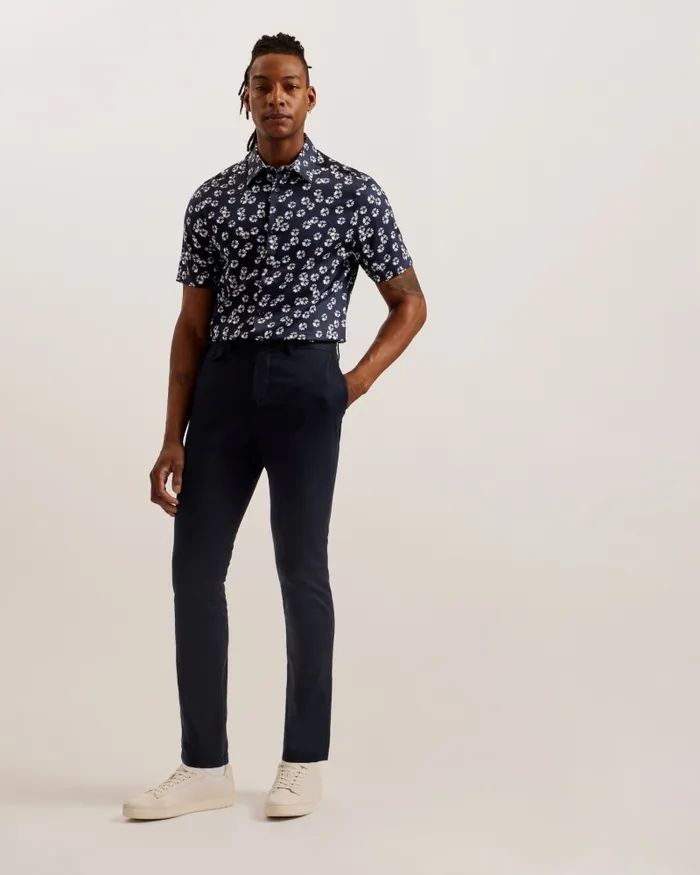Men ALFANSO 8211 Slim Fit Floral Short Sleeve Shirt Navy Ted Baker Shirts Men ALFANSO 8211 Slim Fit Floral Short Sleeve Shirt Navy Ted Baker Shirts