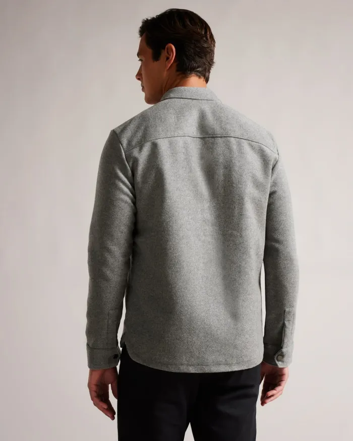 Men ANDERBY 8211 Long Sleeve Wool Blend Overshirt Grey Ted Baker Shirts Men ANDERBY 8211 Long Sleeve Wool Blend Overshirt Grey Ted Baker Shirts
