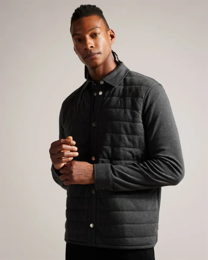 Men ANSTY 8211 Long Sleeve Padded Jersey Shirt Greymarl Ted Baker Tops Men ANSTY 8211 Long Sleeve Padded Jersey Shirt Greymarl Ted Baker Tops