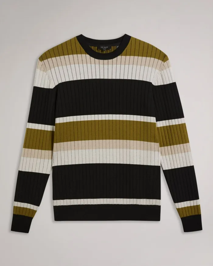 Men ARRAY 8211 Long Sleeve Regular Fit Striped Jumper Natural Ted Baker Jumpers and Knitwear Men ARRAY 8211 Long Sleeve Regular Fit Striped Jumper Natural Ted Baker Jumpers and Knitwear