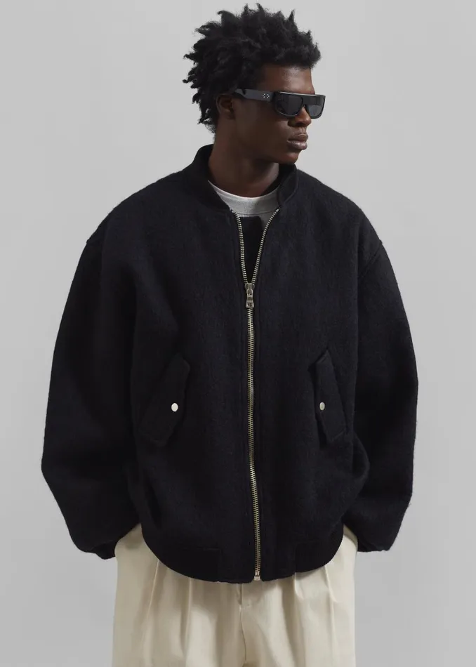Men Astra Wool Bomber Jacket 8211 Black The Frankie Shop Outerwear