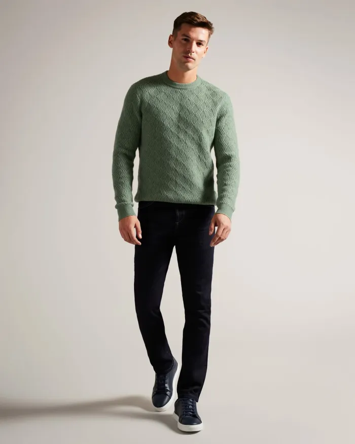 Men ATCHET 8211 Wool Blend Cable Knit Jumper Pale Green Ted Baker Jumpers and Knitwear Men ATCHET 8211 Wool Blend Cable Knit Jumper Pale Green Ted Baker Jumpers and Knitwear