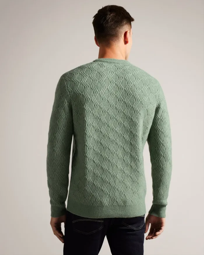 Men ATCHET 8211 Wool Blend Cable Knit Jumper Pale Green Ted Baker Jumpers and Knitwear Men ATCHET 8211 Wool Blend Cable Knit Jumper Pale Green Ted Baker Jumpers and Knitwear