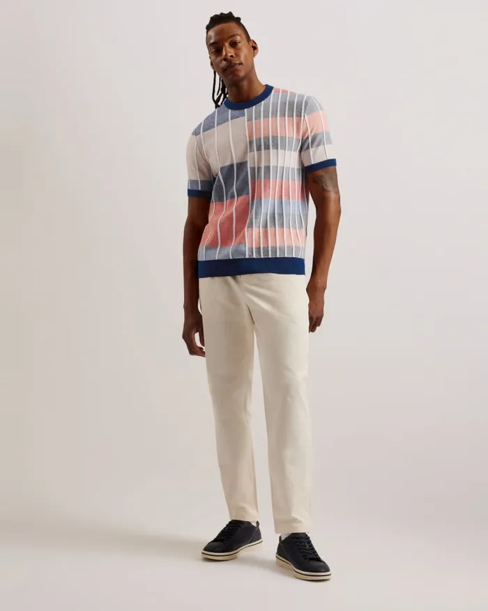 Men BARDA 8211 Multi Stripe Colour Block Knitted TShirt Multicoloured Ted Baker Tops